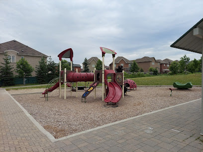 Red playground structure in Jefferson, Richmond Hill, Ontario